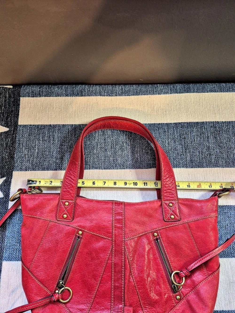 Fossil Pebbled Leather Tote in Red - Picture 7 of 16